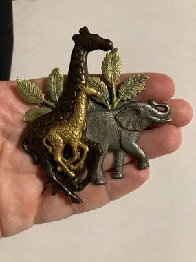 Vintage Safari Trio Brooch in Gold, Bronze and Silver Tones